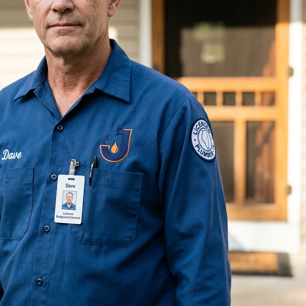 Licensed plumber showing ID badge in Louisville, KY
