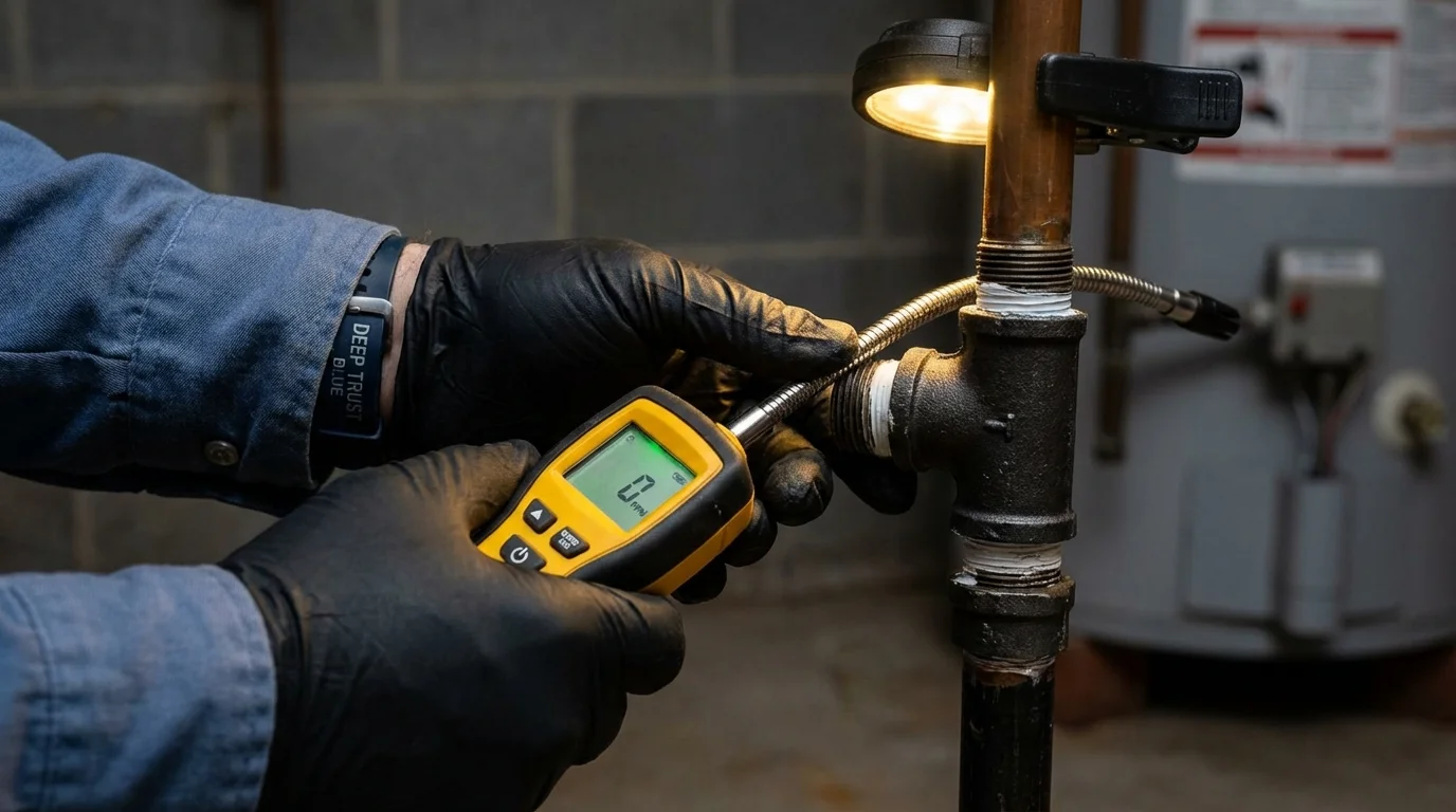 Gas leak detection with electronic sniffer by Johns Plumbing LLC in Louisville